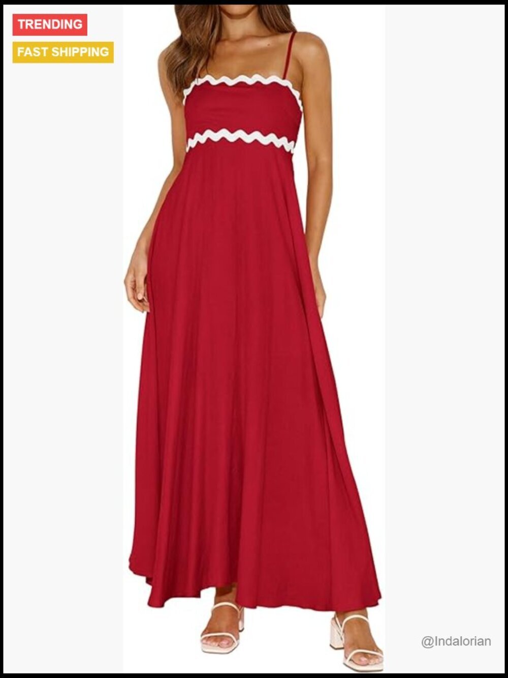 Spaghetti Strap Maxi Dress Sleeveless Smocked Boho A-Line Flowy Sundress